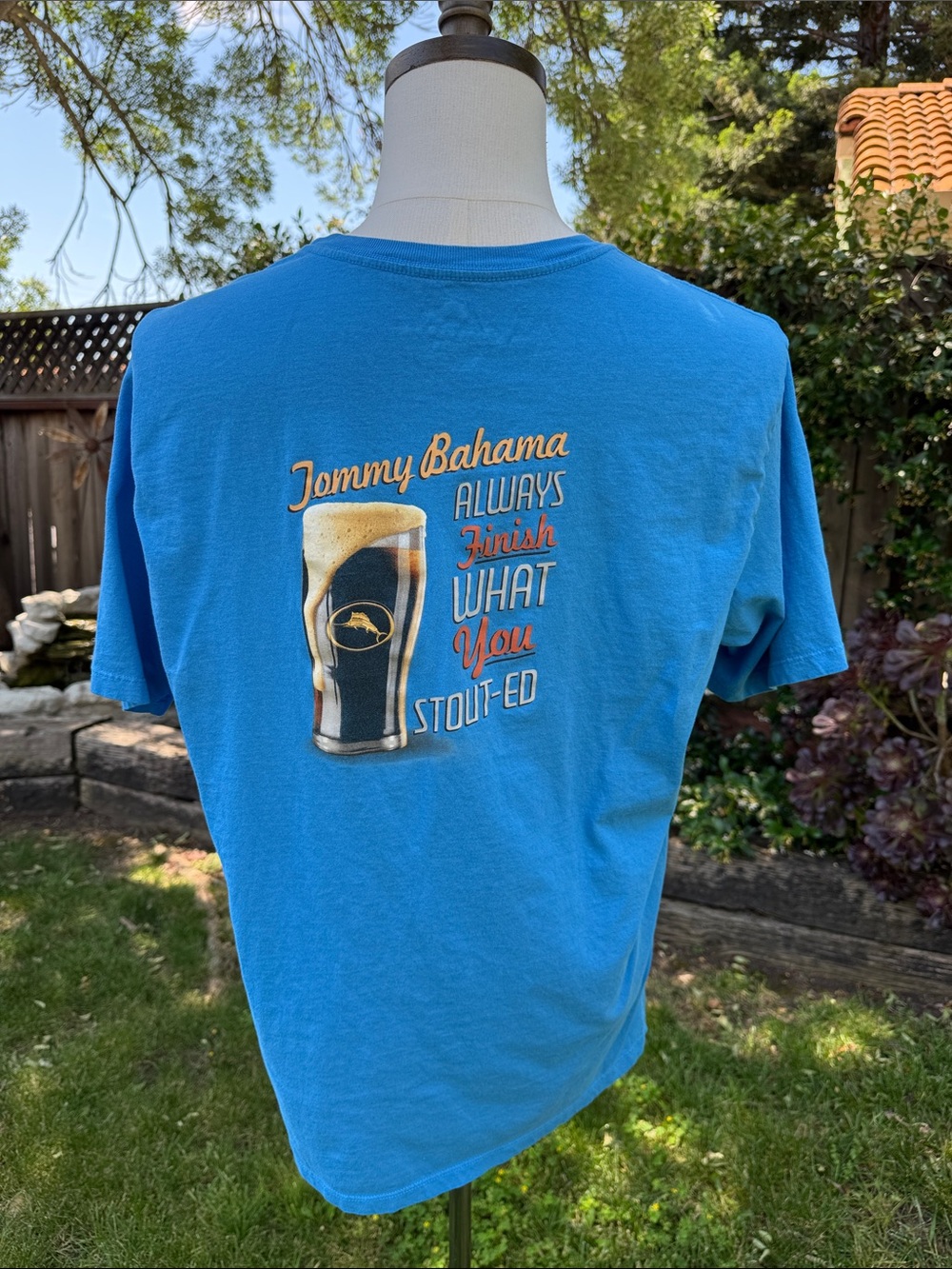 Tommy Bahama Always Finish What You Stout-ed Blue Tee T-shirt Men's Size XL